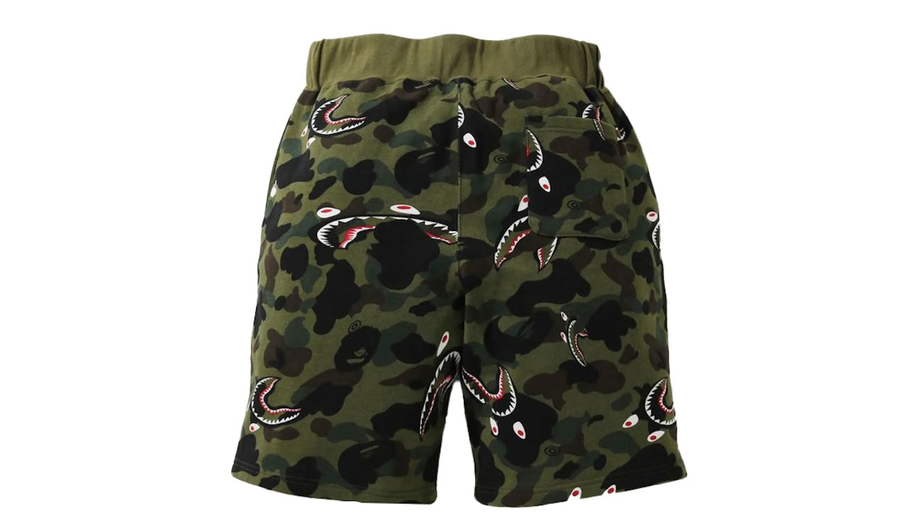 BAPE Shark 1st Camo Wide Sweatshort Green