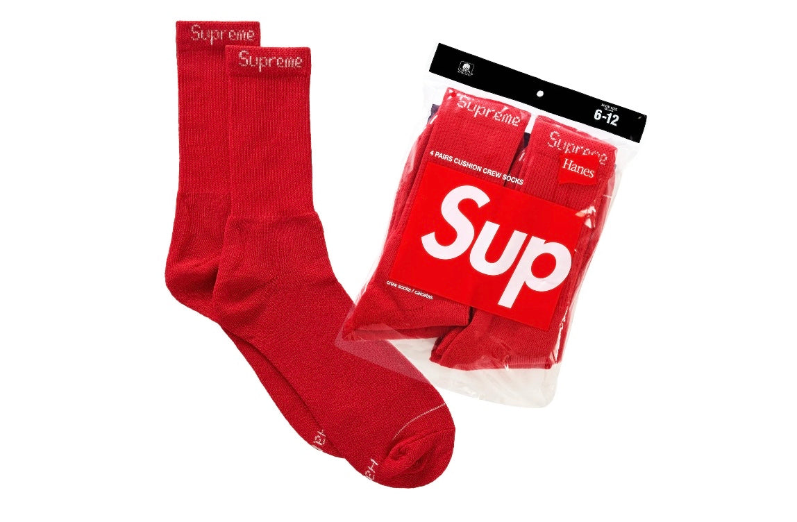 Supreme Hanes Socks (4 Pack) Red