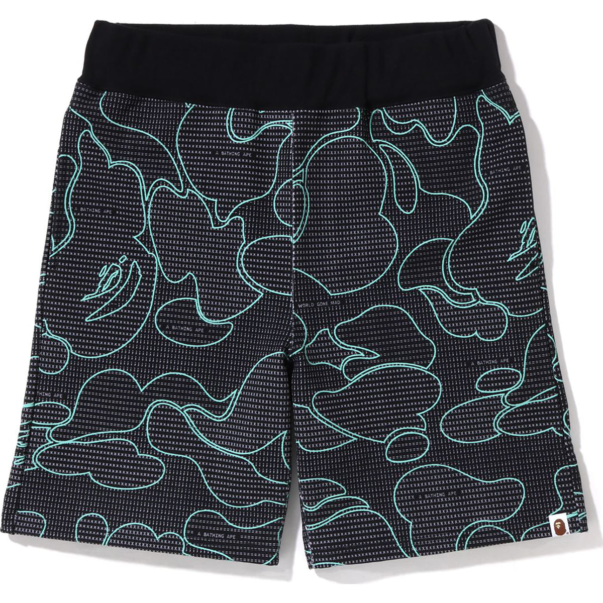 A Bathing Ape Men Text Code Camo Sweat Shorts