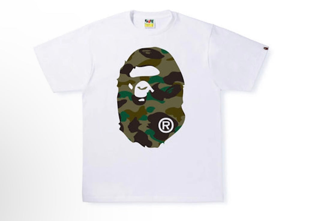 BAPE 1st Camo Big Ape Head Tee White/Green