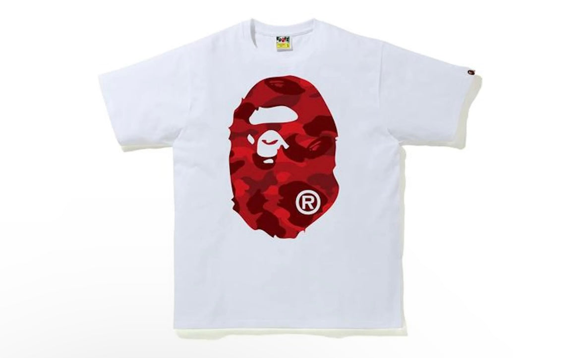 BAPE Color Camo Big Ape Head Tee White/Red