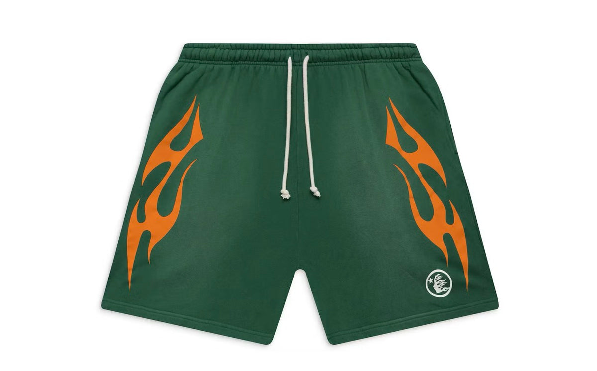 HELLSTAR Flame Shorts Green/Orange