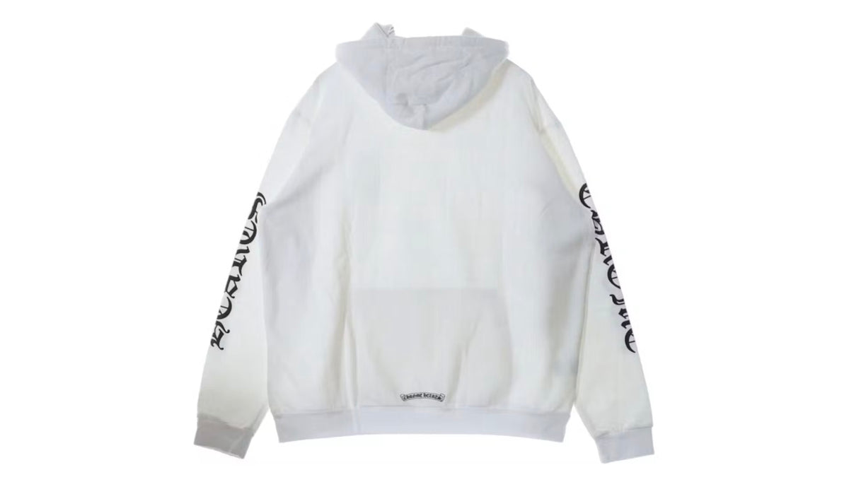 Chrome Hearts White Metallic Silver Hearts Vertical Logo Hoodie