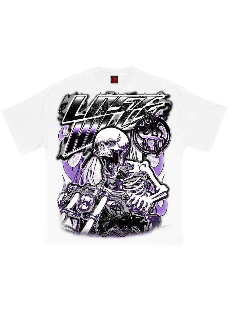 Lost Hills Biker Skull Tee White