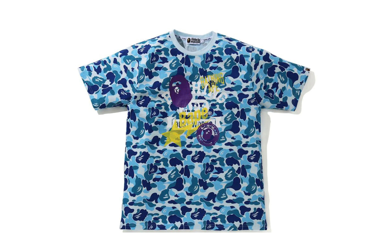 BAPE ABC Camo Multi Print Tee Blue