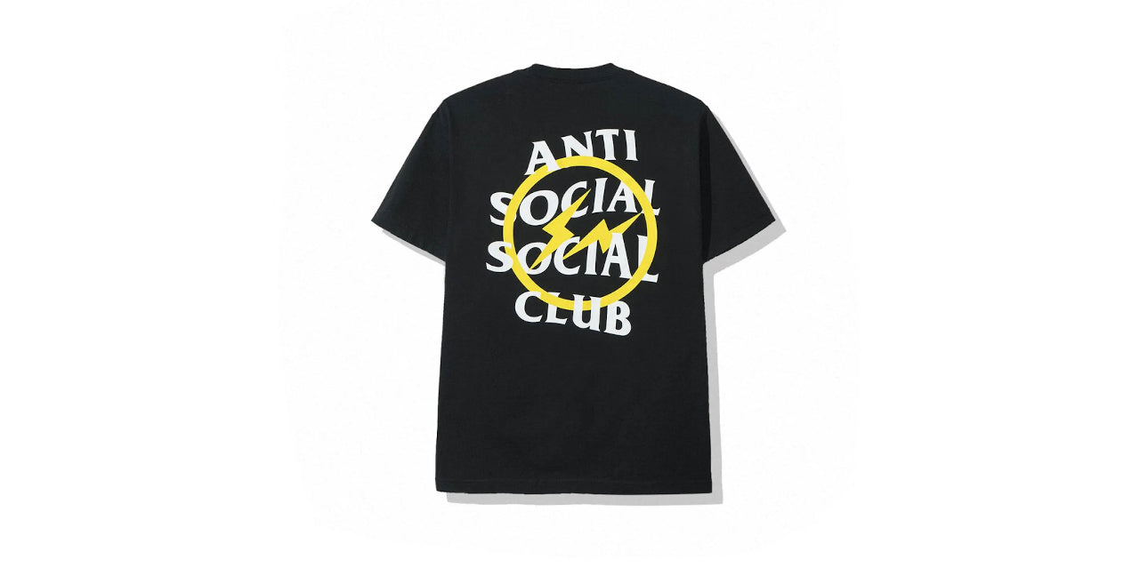 Anti Social Social Club x Fragment Yellow Bolt Tee (FW19) Black