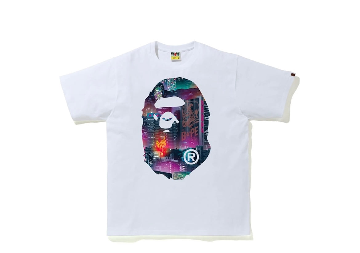 BAPE Neon Tokyo Big Ape Head Tee White