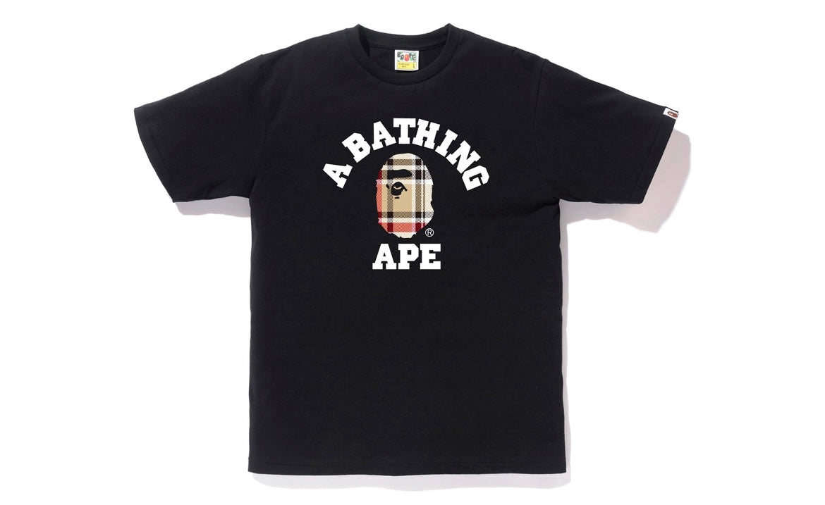 BAPE Check College Tee Black/Beige