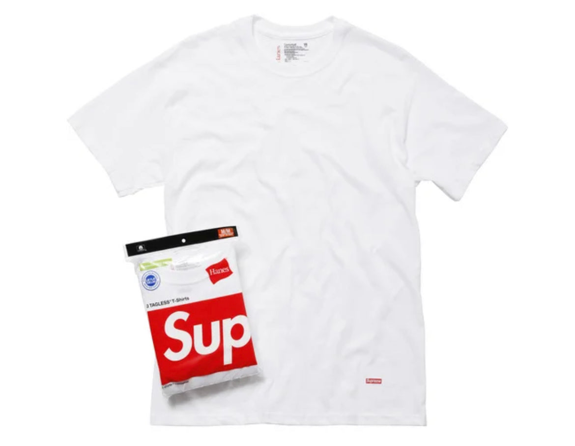 Supreme/Hanes Tagless White Tees (3 Pack)