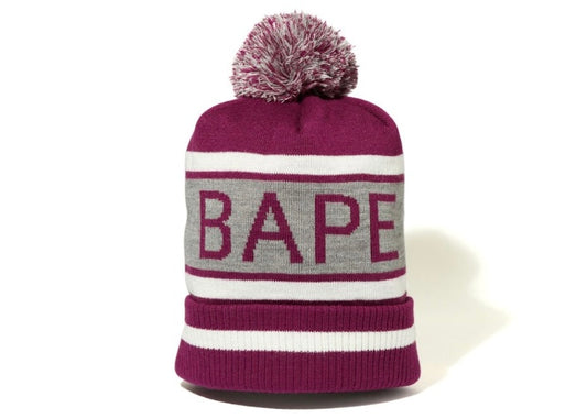 BAPE Pom Pom Knit Cap Purple