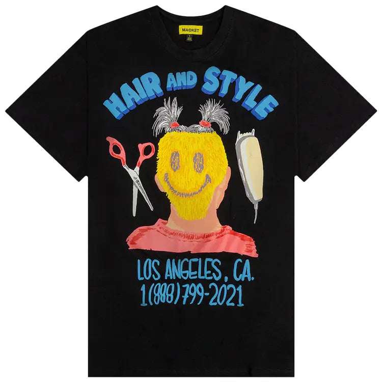 Market Smiley Barbershop T Shirt Black