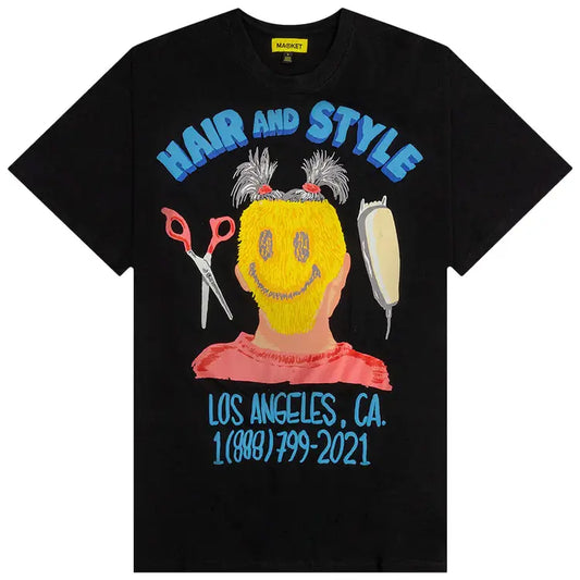 Market Smiley Barbershop T Shirt Black