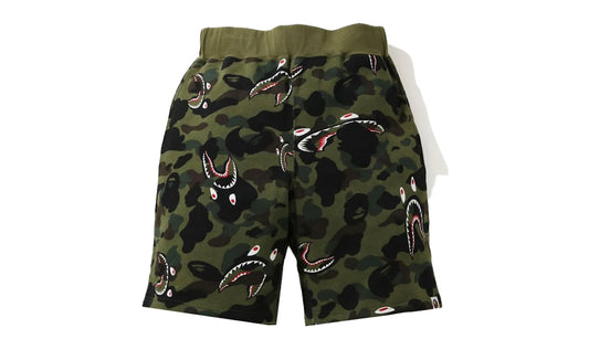 BAPE Shark 1st Camo Wide Sweatshort Green