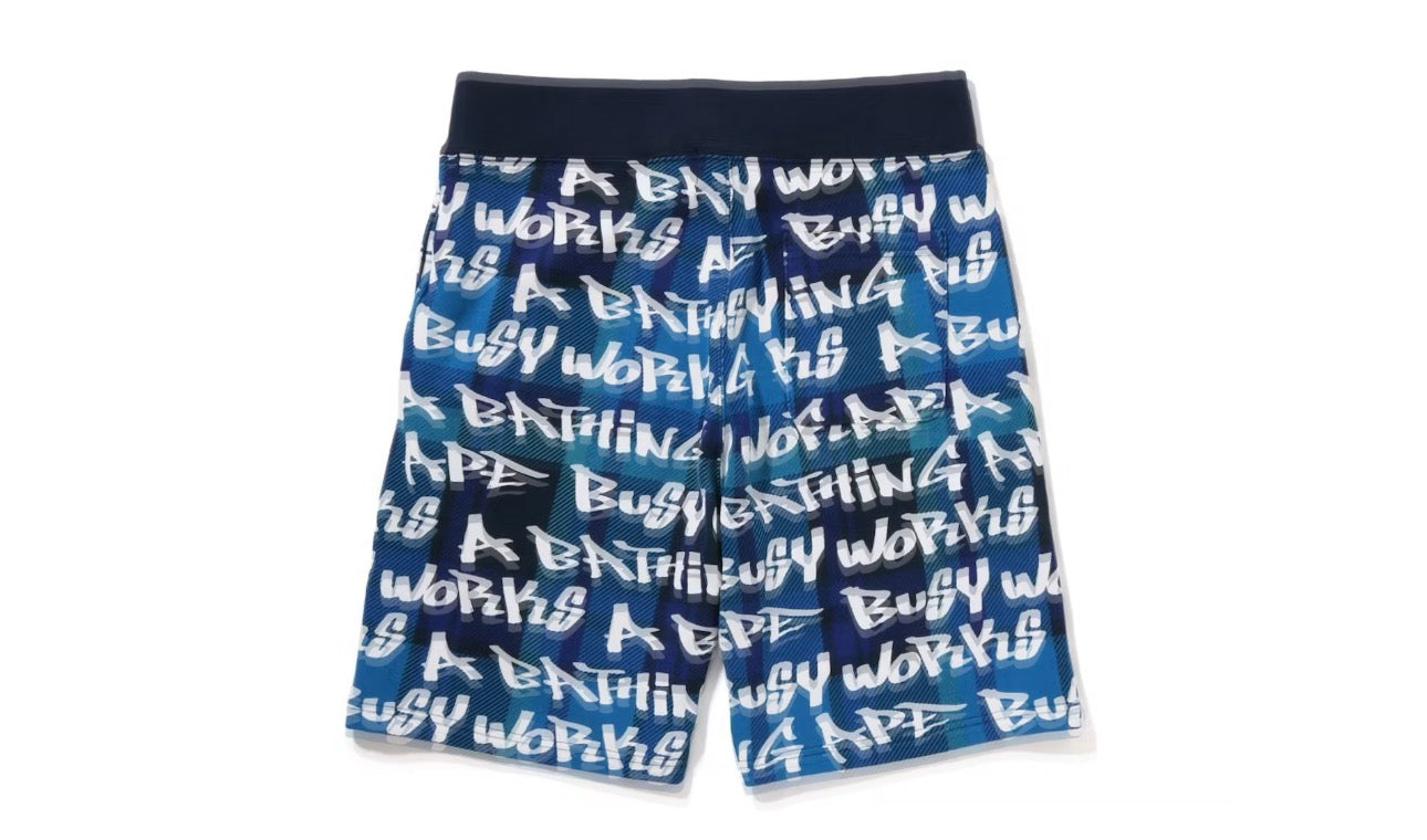 Bape Honeycomb Camo Shark Sweat Shorts Blue