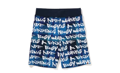 Bape Honeycomb Camo Shark Sweat Shorts Blue