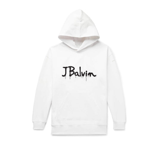 J Balvin Script Hoodie White