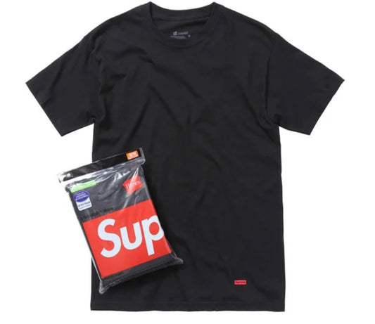 Supreme/Hanes Tagless Black Tees (3 Pack)